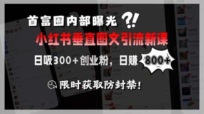 （15313期）首富圈内部曝光小红书垂直图文引流新课，日吸300+创业粉，日赚800+，限...-齐力副业