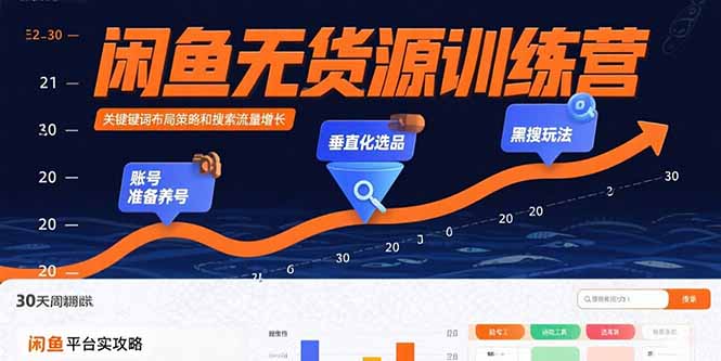 （15698期）闲鱼无货源训练营：账号准备养号/垂直化选品/黑搜玩法，0基础30天盈利指南-齐力副业