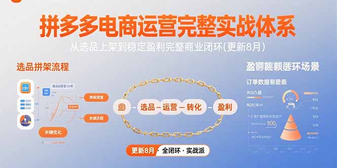 （15579期）拼多多电商运营完整实战体系，从选品上架到稳定盈利完整商业闭环(更新8月)-齐力副业