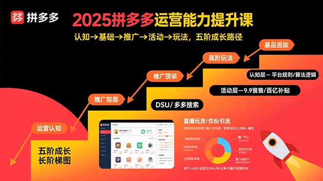 （15826期）2025拼多多运营能力提升课：认知→基础→推广→活动→玩法，五阶成长路径-齐力副业