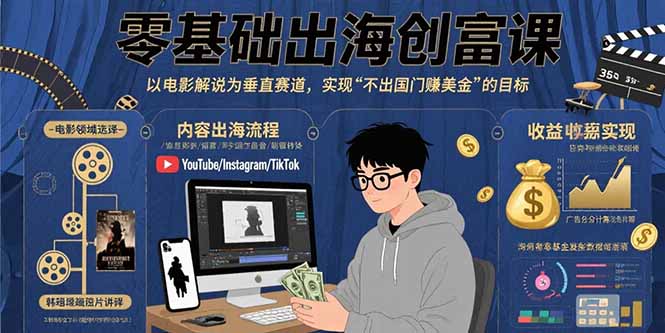 (15709期)零基础出海创富课:以电影解说为垂直赛道,实现不出国门赚美金的目标-齐力副业