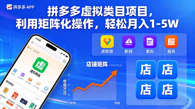 （16025期）拼多多虚拟类目项目，利用矩阵化操作，轻松月入1-5W-齐力副业