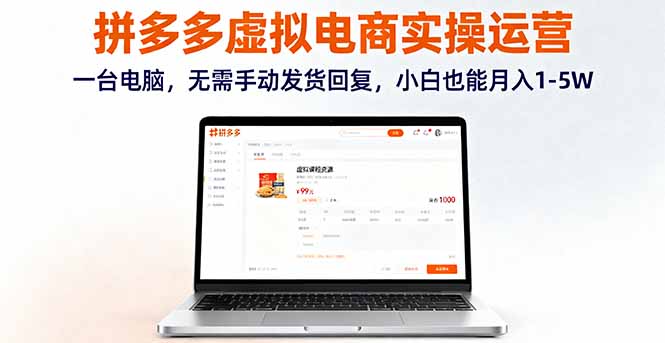 （16138期）拼多多虚拟电商实操运营，一台电脑，无需手动发货回复，小白也能月入1-5W-齐力副业