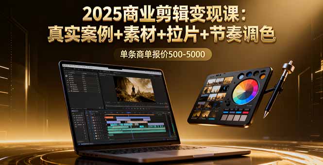 （16130期）2025商业剪辑变现课：真实案例+素材+拉片+节奏调色，单条商单报价500-5000-齐力副业
