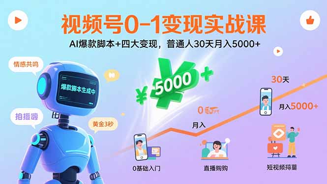 (15917期)视频号0-1变现实战课:AI爆款脚本+四大变现,普通人30天月入5000+插图 (15917期)视频号0-1变现实战课:AI爆款脚本+四大变现,普通人30天月入5000+插图