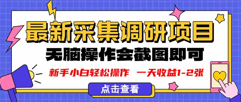 （16155期）新版采集调研项目，截图上传即可，无脑操作，日收益1-2张-齐力副业