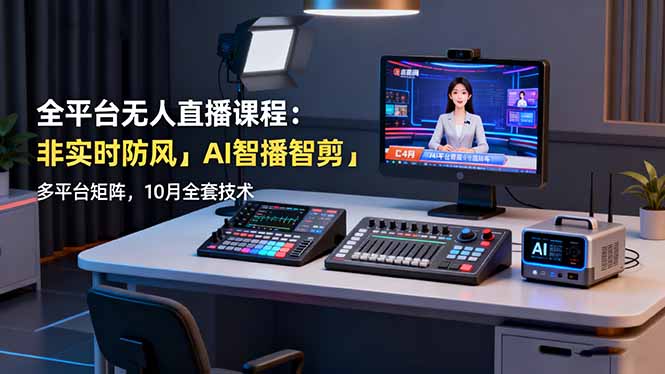 （16414期）全平台无人直播课程：非实时防风＋AI智播智剪＋多平台矩阵，10月全套技术-齐力副业