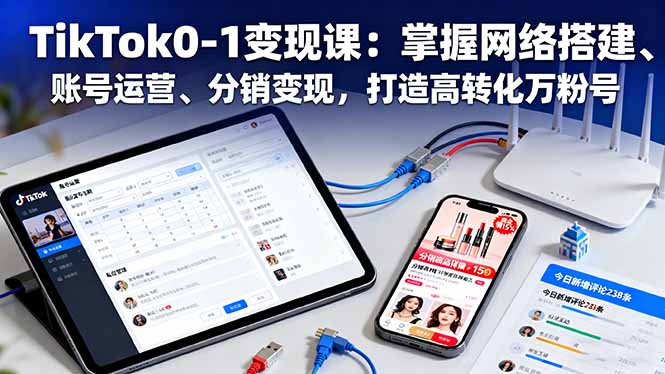 （16334期）TikTok0-1变现课：掌握网络搭建、账号运营、分销变现，打造高转化万粉号-齐力副业