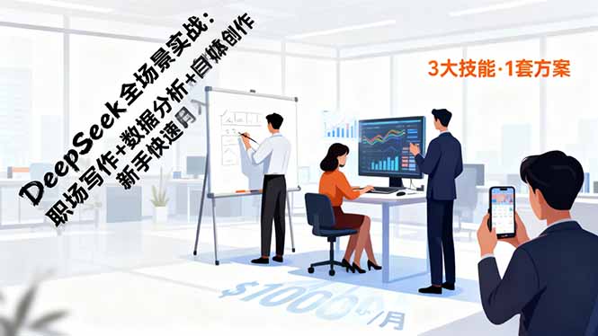 （16418期）DeepSeek全场景实战：职场写作+数据分析+自媒体创作，新手快速月入过万-齐力副业