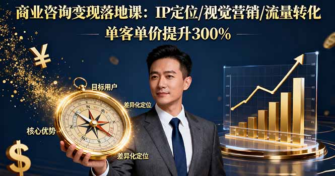 （16249期）商业咨询变现落地课：IP定位/视觉营销/流量转化，单客单价提升300%-齐力副业