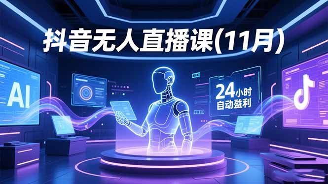 （16558期）抖音无人直播课(11月)，AI实景、数字人、绿幕、多种玩法、24小时自动盈利-齐力副业