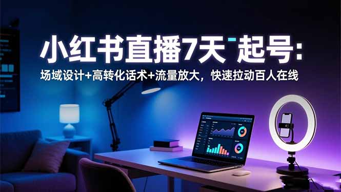 （16537期）小红书直播7天起号：场域设计+高转化话术+流量放大，快速拉动百人在线-齐力副业