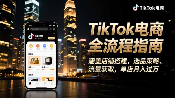 （16524期）TikTok电商全流程指南，涵盖店铺搭建、选品策略、流量获取，单店月入过万-齐力副业