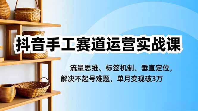 （16667期）抖音手工赛道运营实战课，流量思维、标签机制、垂直定位，解决不起号难题，单月变现破3万-齐力副业