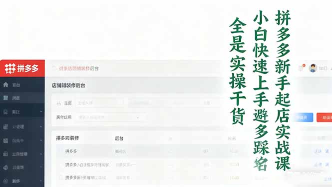 （16584期）拼多多新手起店实战课：小白快速上手拼多多运营，避开踩坑，全是实操干货-齐力副业
