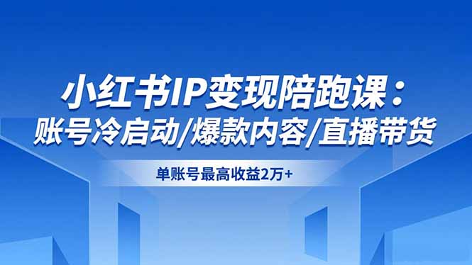 （16550期）小红书IP变现陪跑课：账号冷启动/爆款内容/直播带货，单账号最高收益2万+-齐力副业