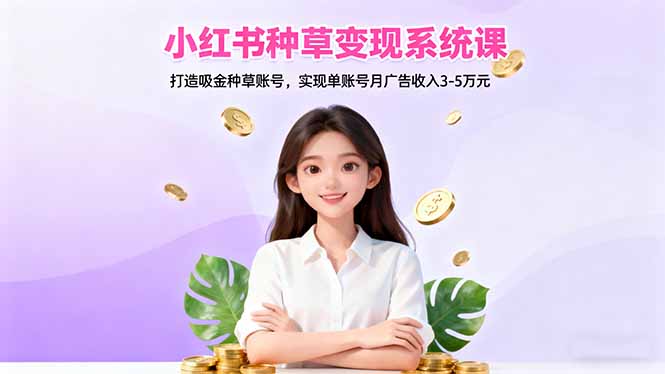 （16468期）小红书种草变现系统课：打造吸金种草账号，实现单账号月广告收入3-5万元-齐力副业