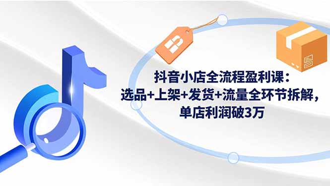 （16593期）抖音小店全流程盈利课：选品+上架+发货+流量全环节拆解，单店利润破3万-齐力副业