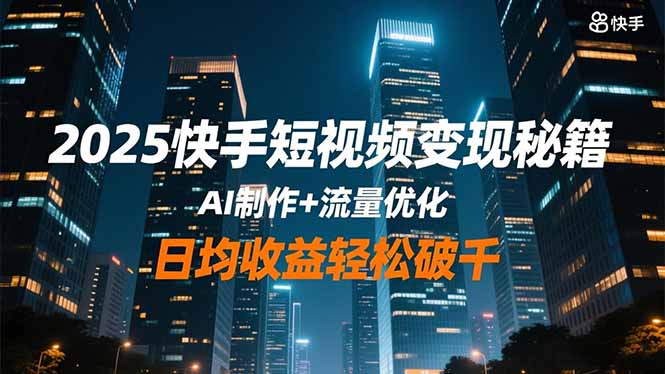 （16487期）2025快手短视频变现秘籍，AI制作+流量优化，日均收益轻松破千-齐力副业
