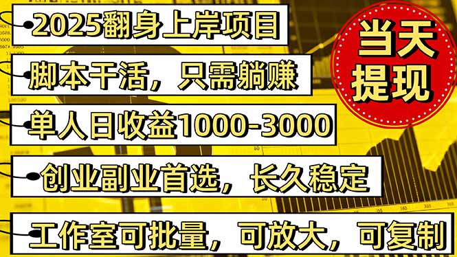 （16501期）2025翻身上岸项目脚本干活，内部客户经理内部开号，单人日收益1000-300…-齐力副业