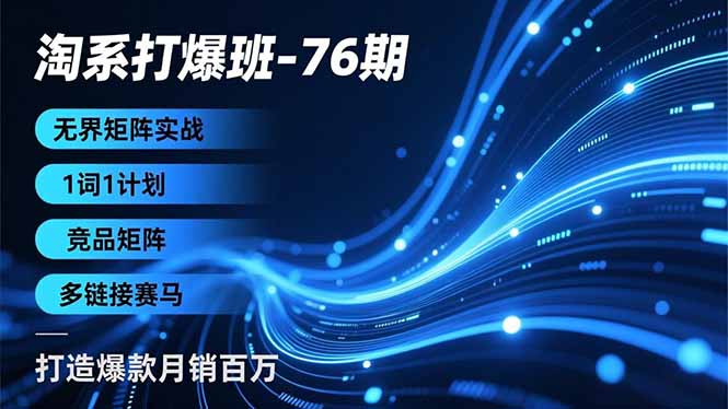 （16914期）淘系打爆班-76期，无界矩阵实战，1词1计划、竞品矩阵、多链接赛马，打造爆款月销百万-齐力副业