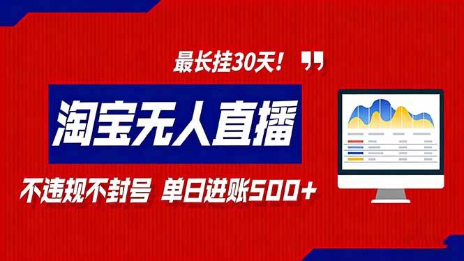 （16866期）2026淘宝无人直播带货，不违规不封号，每日收益500+，最长挂30 天！-齐力副业