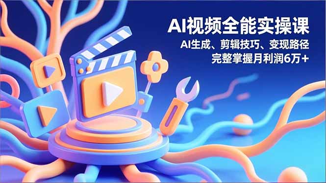 （16731）AI视频全能实操课，AI生成、剪辑技巧、变现路径，完整掌握月利润6万+-齐力副业