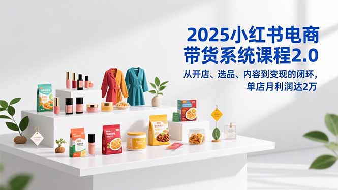 （16880期）2025小红书电商带货系统课程2.0，从开店、选品、内容到变现的闭环，单店月利润达2万-齐力副业