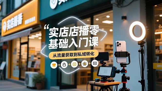 （16733期）实体店播零基础入门课，实体店+短视频+直播+微信生态+私域社群，从流量获取到私域转化-齐力副业
