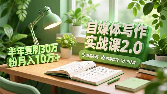 （16734期）自媒体写作实战课2.0，爆款标题、内容结构、IP打造，半年复制30万粉月入10万+-齐力副业