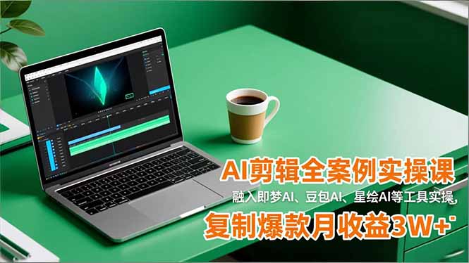 （16770期）AI剪辑全案例实操课，融入即梦AI、豆包AI、星绘AI等工具实操，复制爆款月收益3W+-齐力副业