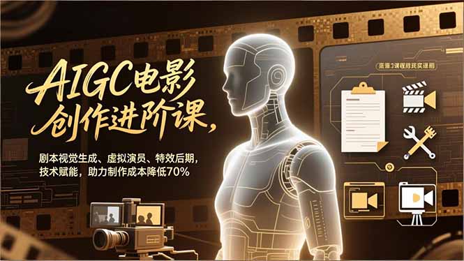 （16939期）AIGC电影创作进阶课，剧本视觉生成、虚拟演员、特效后期，技术赋能，助力制作成本降低70%-齐力副业