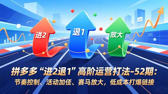 （16768期）拼多多“进2退1”高阶运营打法-52期：节奏控制、活动加权、赛马放大，低成本打爆链接-齐力副业