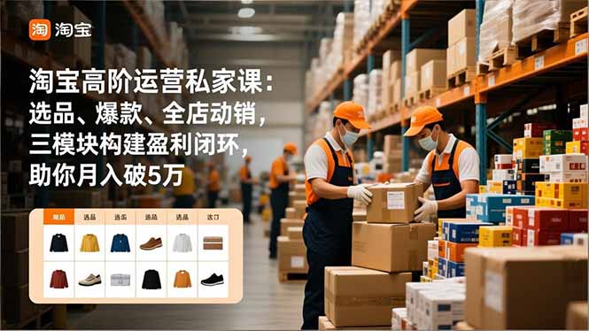（16865期）淘宝高阶运营私家课：选品、爆款、全店动销，三模块构建盈利闭环，助你月入破5万-齐力副业