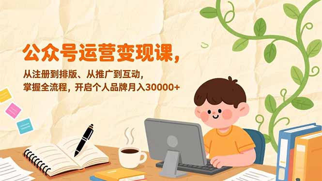 （17067期）公众号运营变现课，从注册到排版、从推广到互动，掌握全流程，开启个人品牌月入30000+-齐力副业
