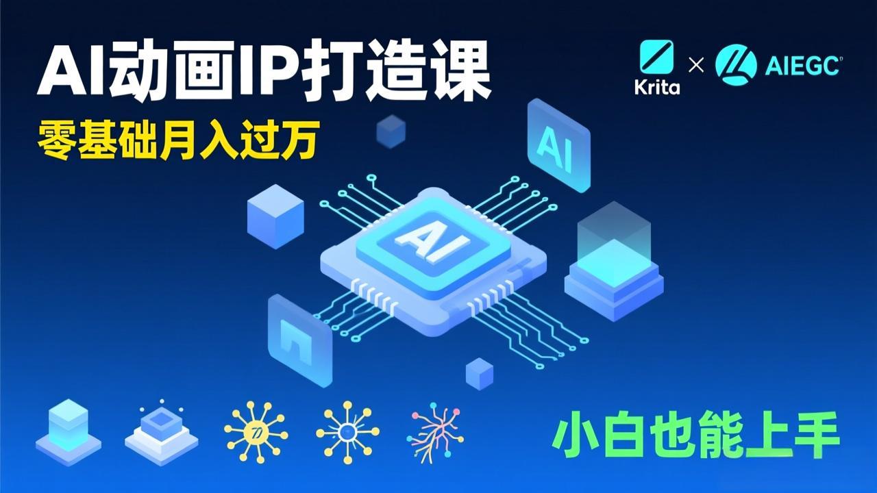 （17075期）AI动画新手变现课，Krita+AIGC、模型训练、商单资源，零基础月入过万，小白也能上手-齐力副业