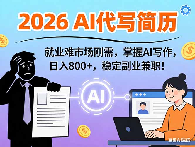 （17119期）AI代写简历，超暴利，用万能模板月入1-3万实战教程，2026年市场刚需！-齐力副业