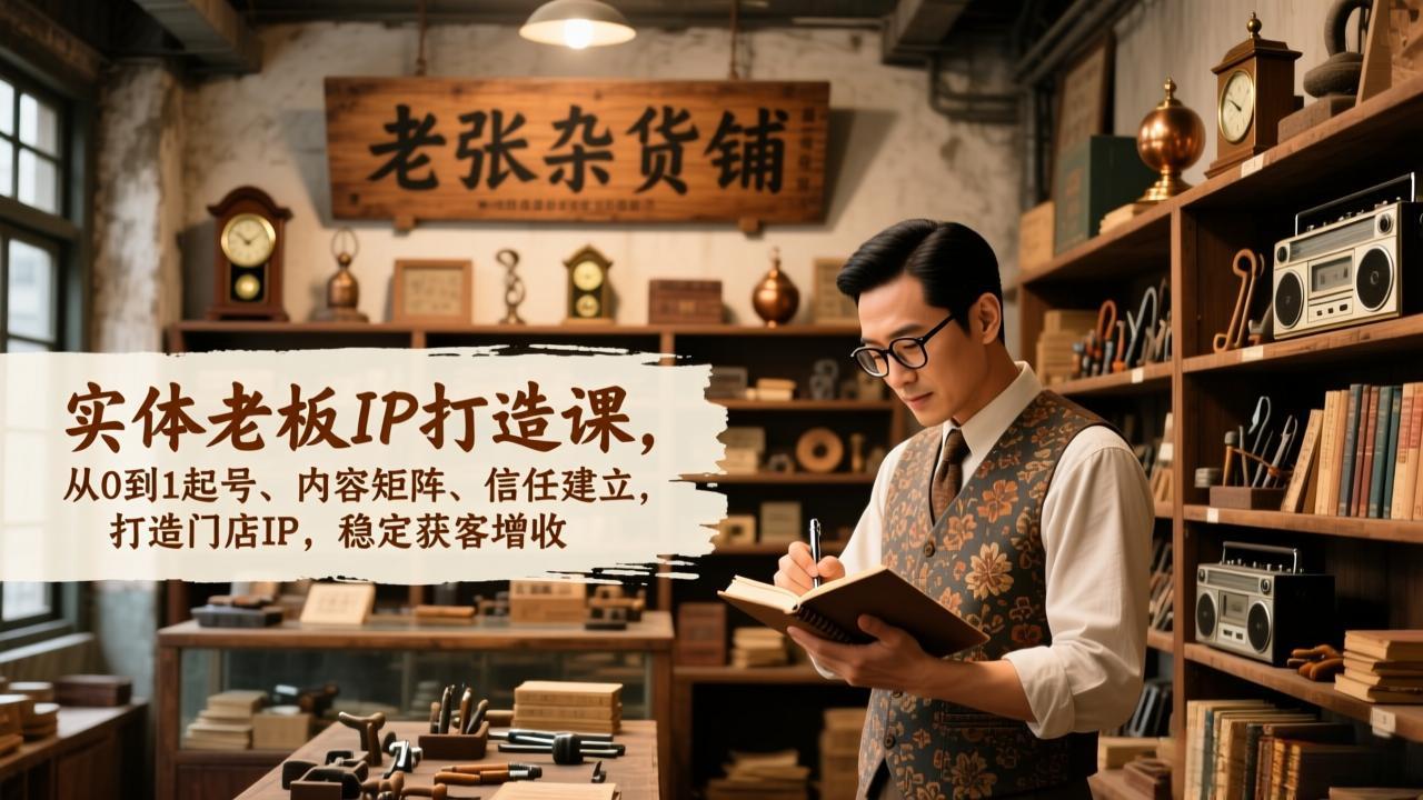 （17064期）实体老板IP打造课，从0到1起号、内容矩阵、信任建立，打造门店IP，稳定获客增收-齐力副业