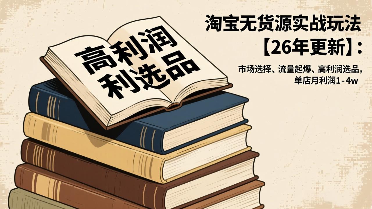 （17046期）淘宝无货源实战玩法【26年更新】：市场选择、流量起爆、高利润选品，单店月利润1-4w-齐力副业
