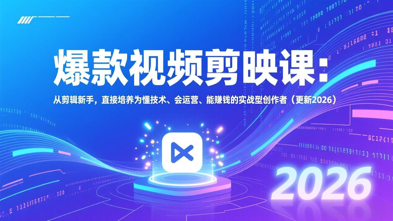 （17232期）爆款视频剪映课：从剪辑新手，直接培养为懂技术、会运营、能赚钱的实战型创作者（更新2026）-齐力副业