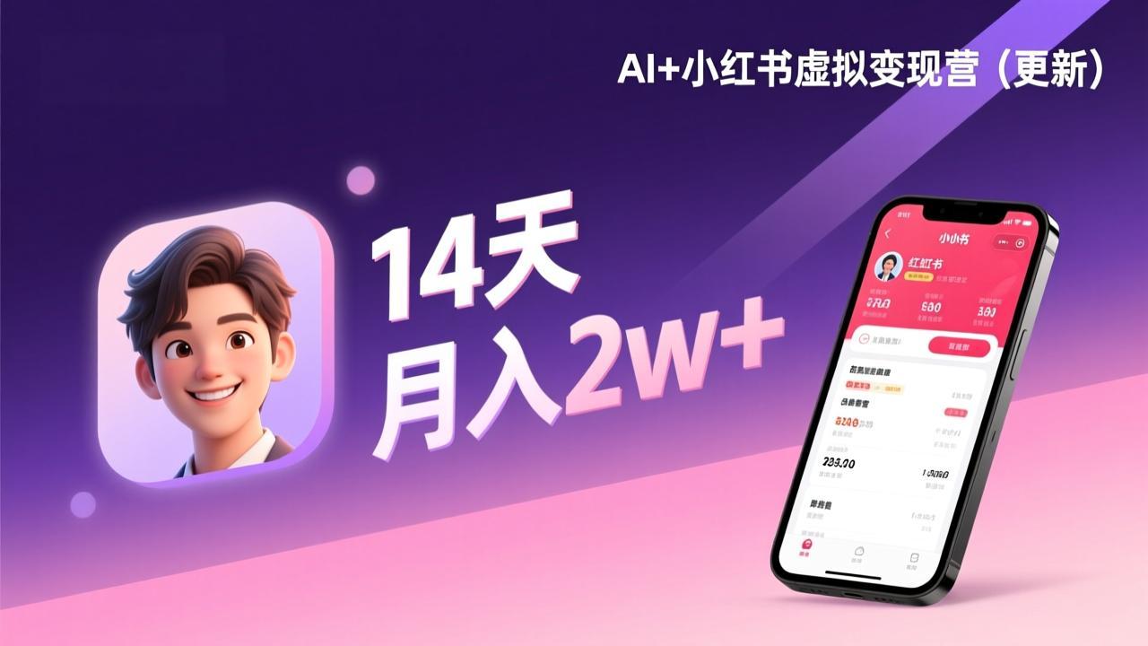 （17275期）AI+小红书虚拟变现营（更新），14天掌握选品、笔记、成交，打造自动化月入2w+事业-齐力副业