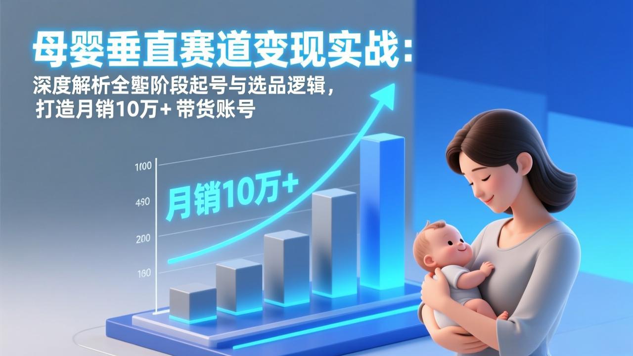 （17233期）母婴垂直赛道变现实战：深度解析三大阶段起号与选品逻辑，打造月销10万+带货账号-齐力副业