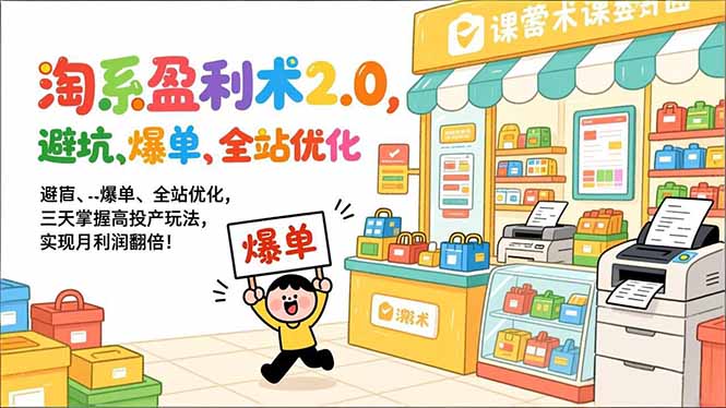 （17127期）淘系盈利术2.0，避坑、爆单、全站优化，三天掌握高投产玩法，实现月利润翻倍！-齐力副业