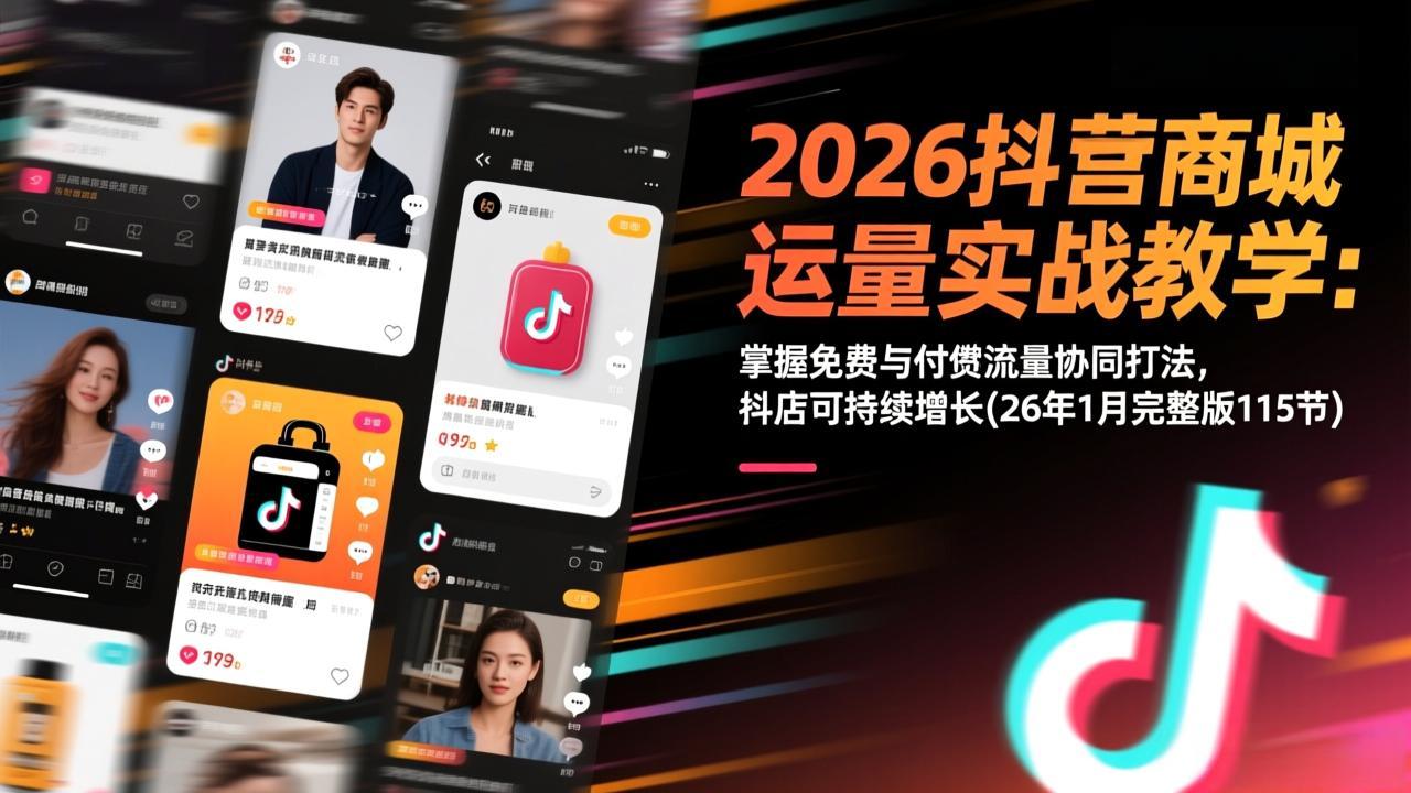（17165期）2026抖音商城运营实战教学：掌握免费与付费流量协同打法，抖店可持续增长(26年1月完整版115节)-齐力副业
