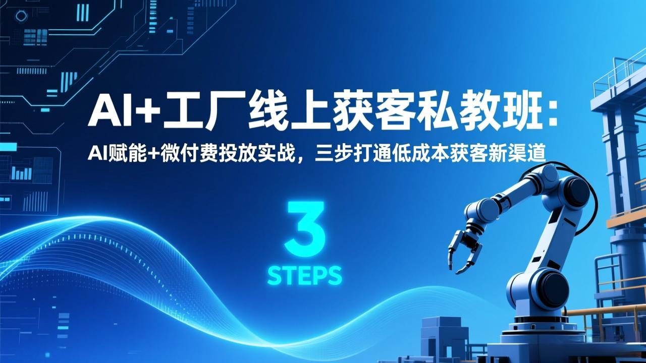 （17175期）AI+工厂线上获客私教班：AI赋能+微付费投放实战，三步打通低成本获客新渠道-齐力副业