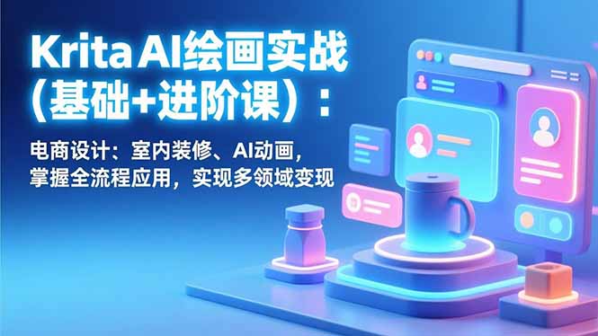 （17023期）Krita AI绘画实战(基础+进阶课)：电商设计、室内装修、AI动画，掌握全流程应用，实现多领域变现-齐力副业