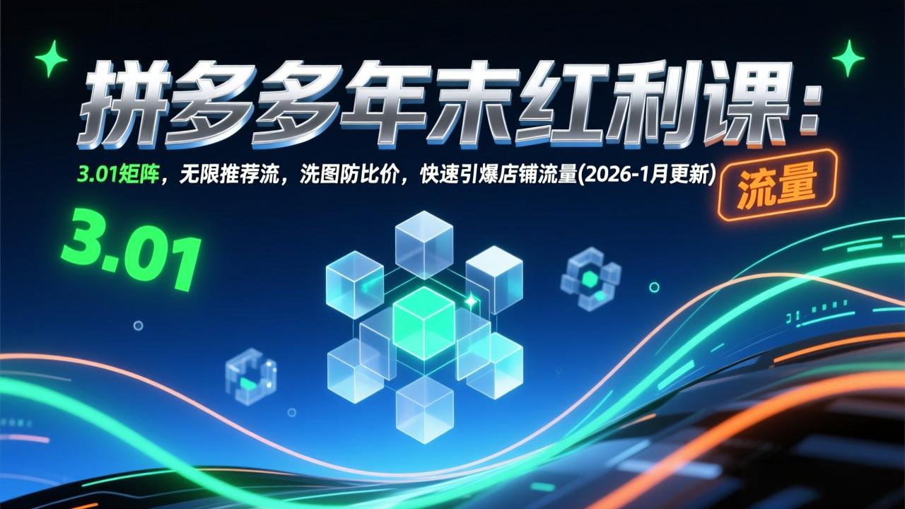 （17100期）拼多多年末红利课：3.01矩阵，无限推荐流，洗图防比价，快速引爆店铺流量(2026-1月更新)-齐力副业