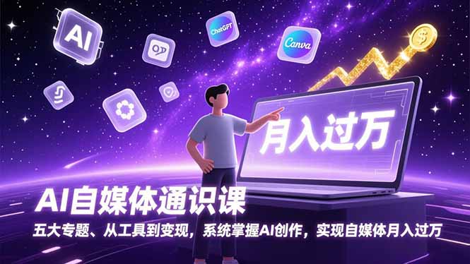 （17035期）AI自媒体通识课，五大专题、从工具到变现，系统掌握AI创作，实现自媒体月入过万-齐力副业