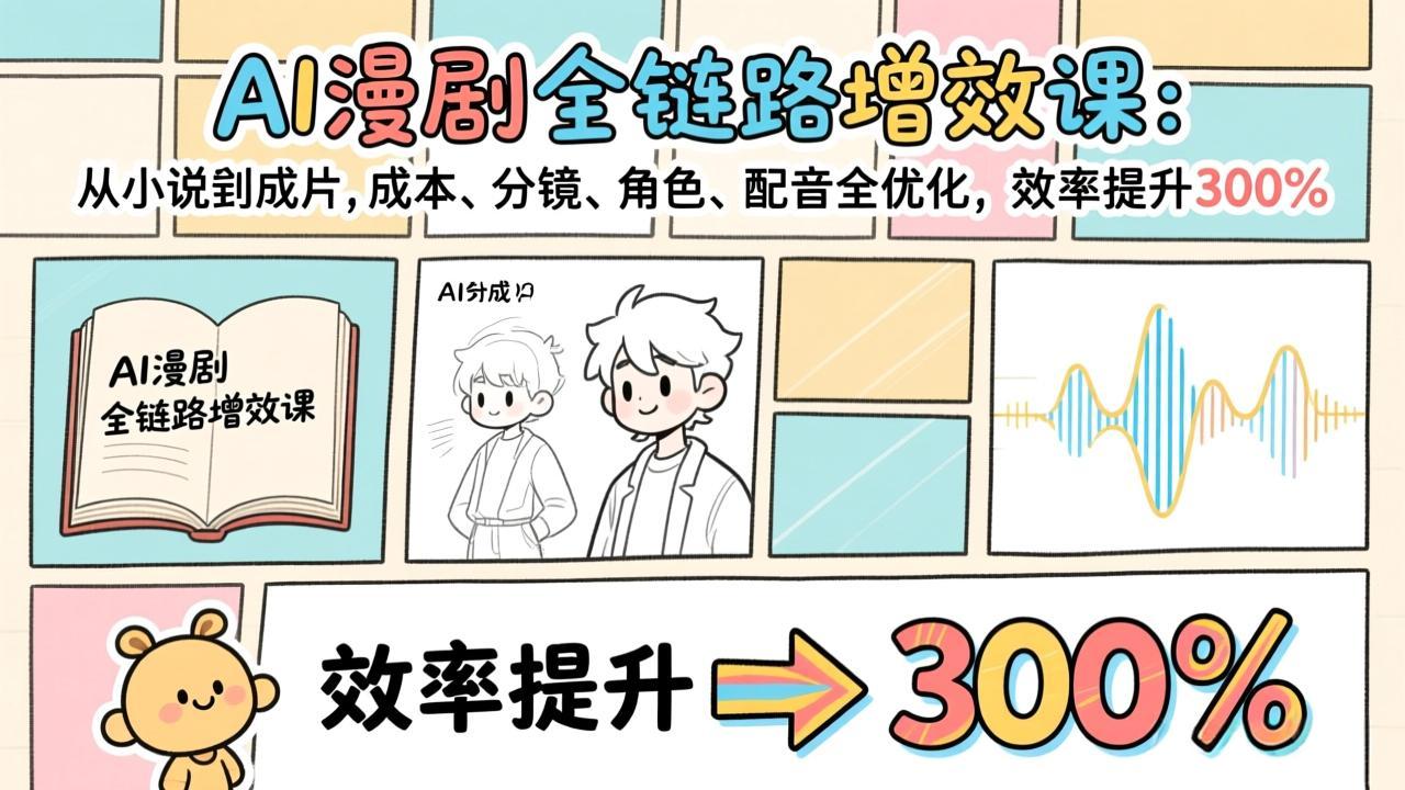 （17245期）AI漫剧全链路增效课：从小说到成片，成本、分镜、角色、配音全优化，效率提升300%-齐力副业