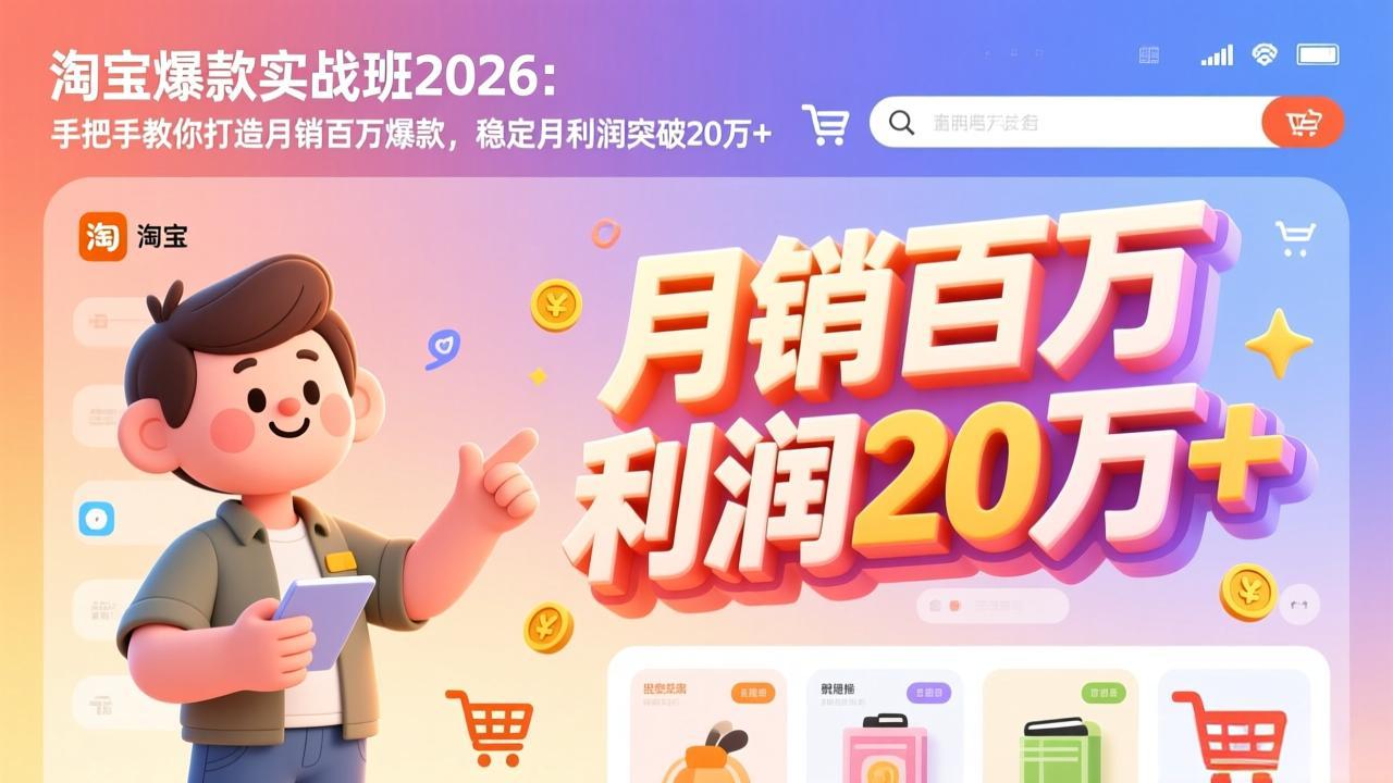 （17209期）淘宝爆款实战班2026：手把手教你打造月销百万爆款，稳定月利润突破20万+-齐力副业